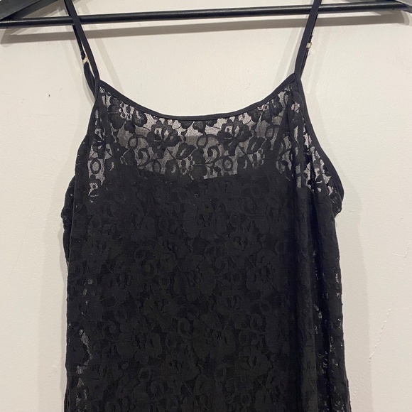George Black Lace Sheer Tank Top Size Medium - Picture 2 of 3